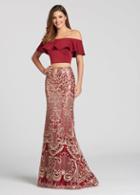 Ellie Wilde - Ew118127 Flounced Off-shoulder Embroidered Tulle Gown