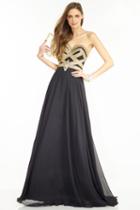 Alyce Paris - 1094 Strapless A-line Evening Dress With Gold Trimmings