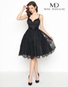 Mac Duggal - 40920r Beaded Lace Applique A-line Knee Length Dress