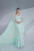 Mnm Couture - Embroidered Illusion Cape Gown G0603
