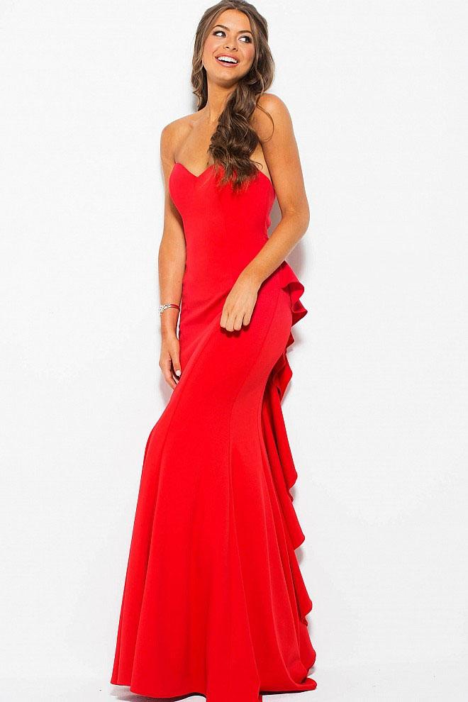 Jovani - Jvn58022 Strapless Fitted Ruffled Dress