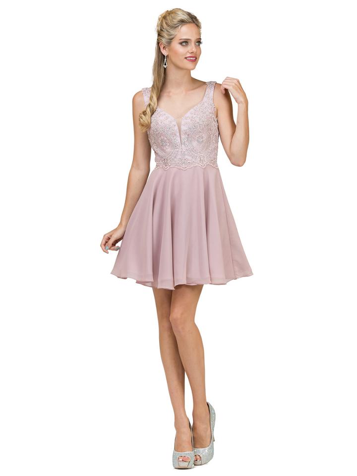 Dancing Queen - 2108 Lace Deep V-neck A-line Dress