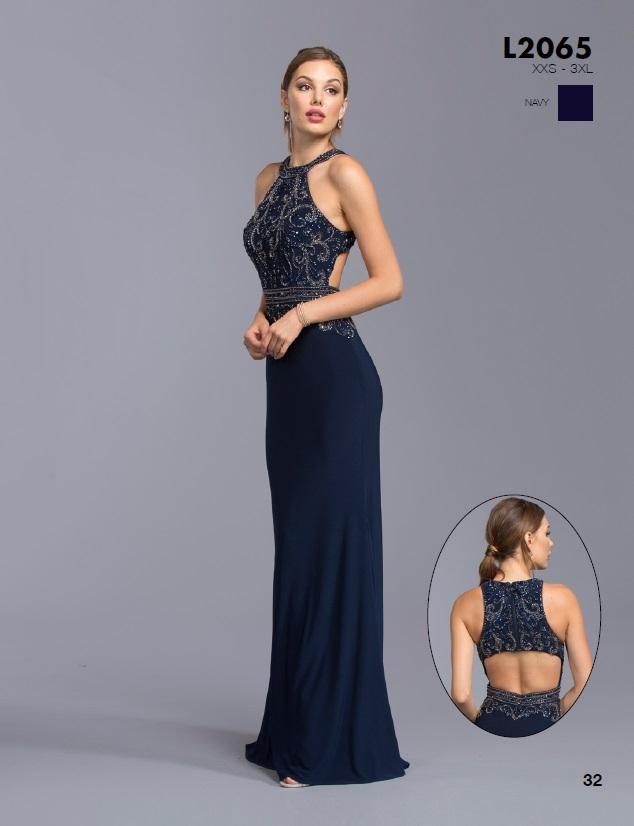 Aspeed - L2065 Dazzling Halter Neck Sheath Prom Dress
