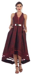 May Queen - Rq7474 Halter Neck High Low Satin Gown