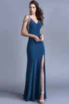 Aspeed - L2007 Embellished V-neck Prom Fitted Gown