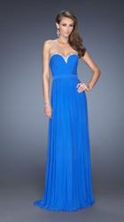 La Femme - Elegant Sweetheart Jersey Gown In Blue 20048