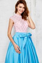 Angela & Alison - 71002 High Neck High Low Evening Gown