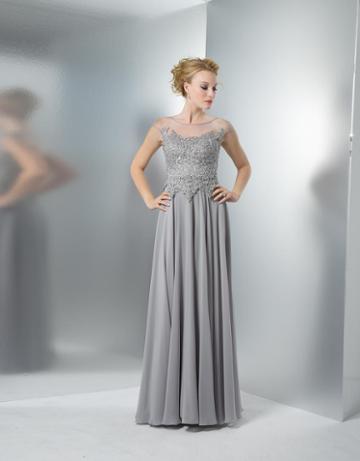 Marsoni By Colors - M107 Embroidered Illusion Silk Gown