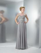 Marsoni By Colors - M107 Embroidered Illusion Silk Gown