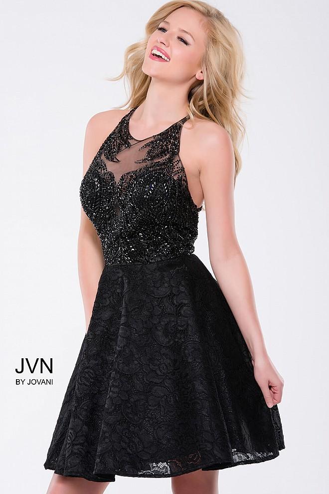 Jovani - Beaded Embellishments Halter A-line Dress Jvn41426