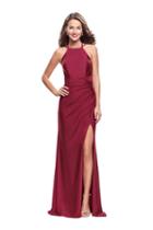 La Femme - 26141 High Halter Draped Jersey Sheath Gown
