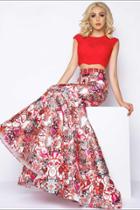 Cassandra Stone - Two Piece Floral Taffeta Gown 65935a