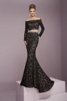 Tiffany Homecoming - Classy Embellished Lace Two-piece Evening Gown 46084