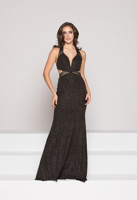Colors Dress - 1937 Plunging Multi-strap Glittered Jersey Gown