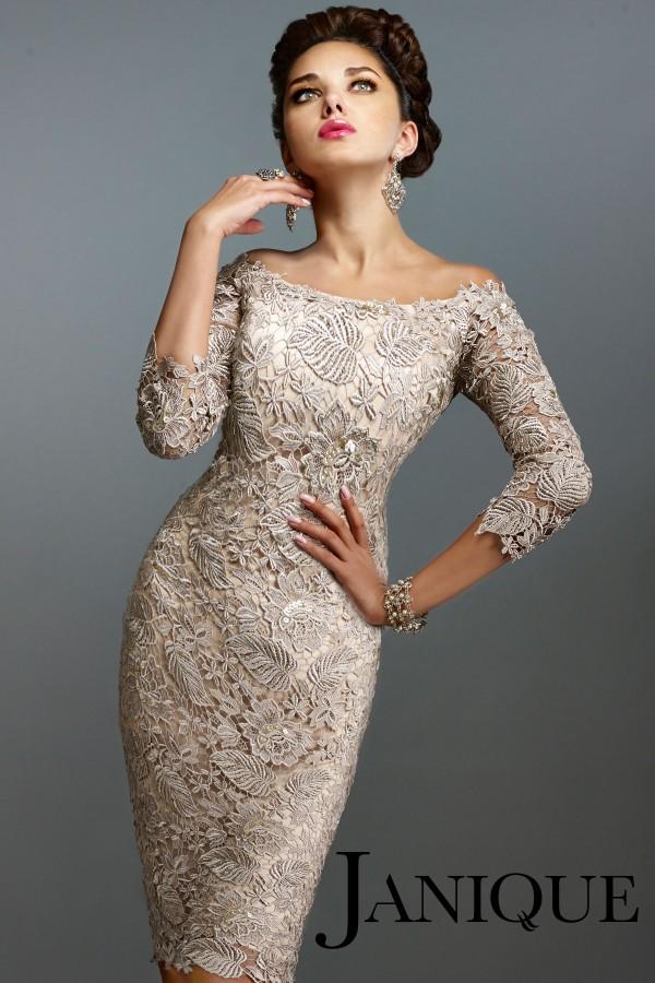 Janique - Short Off Shoulder Lace Fitted Dress 548