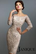 Janique - Short Off Shoulder Lace Fitted Dress 548