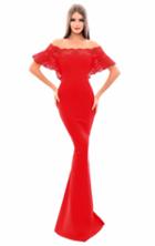 Tarik Ediz - 50347 Laser-cut Batwing Sleeve Off Shoulder Mermaid Gown
