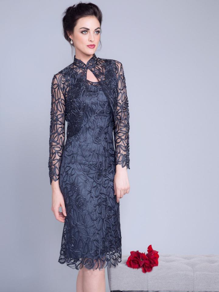 Soulmates - C907 Mandarin Collar Jacket And Dress Set