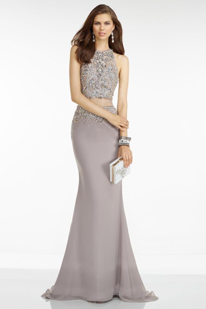 Alyce Paris - 6616 Two Piece Beaded Halter Sheath Dress
