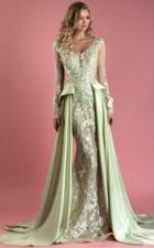 Mnm Couture - K3559 Long Sleeves Floral Embellished Gown