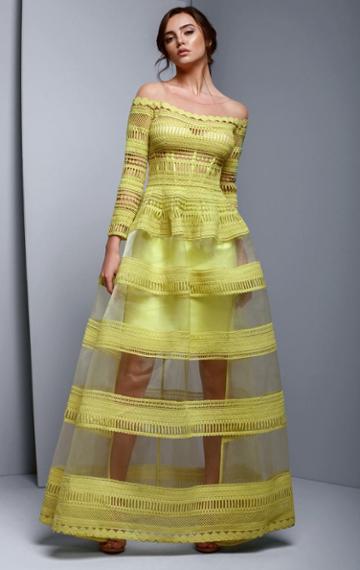 Beside Couture By Gemy - Bc1358 Embroidered Long Sleeve A-line Dress
