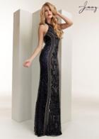 Jasz Couture - 1411 Dazzling Halter Fitted Evening Gown