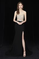 Angela And Alison - 81106 Beaded Scoop Neck Trumpet Dress