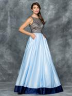 Colors Dress - 1608 Beaded Sleeveless Satin Evening Gown