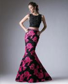 Cinderella Divine - Bead Embellished Two Piece Floral Mermaid Gown