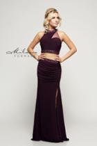 Milano Formals - Two-piece Sheer Crop Top Evening Gown E2148
