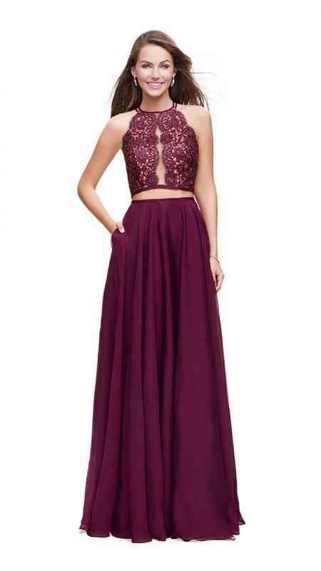 La Femme - 25843 Two-piece Illusion Paneled Lace Bodice Chiffon Gown