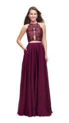 La Femme - 25843 Two-piece Illusion Paneled Lace Bodice Chiffon Gown
