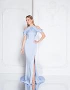 Terani Couture - 1813m6713 Pleated Off The Shoulder Evening Dress