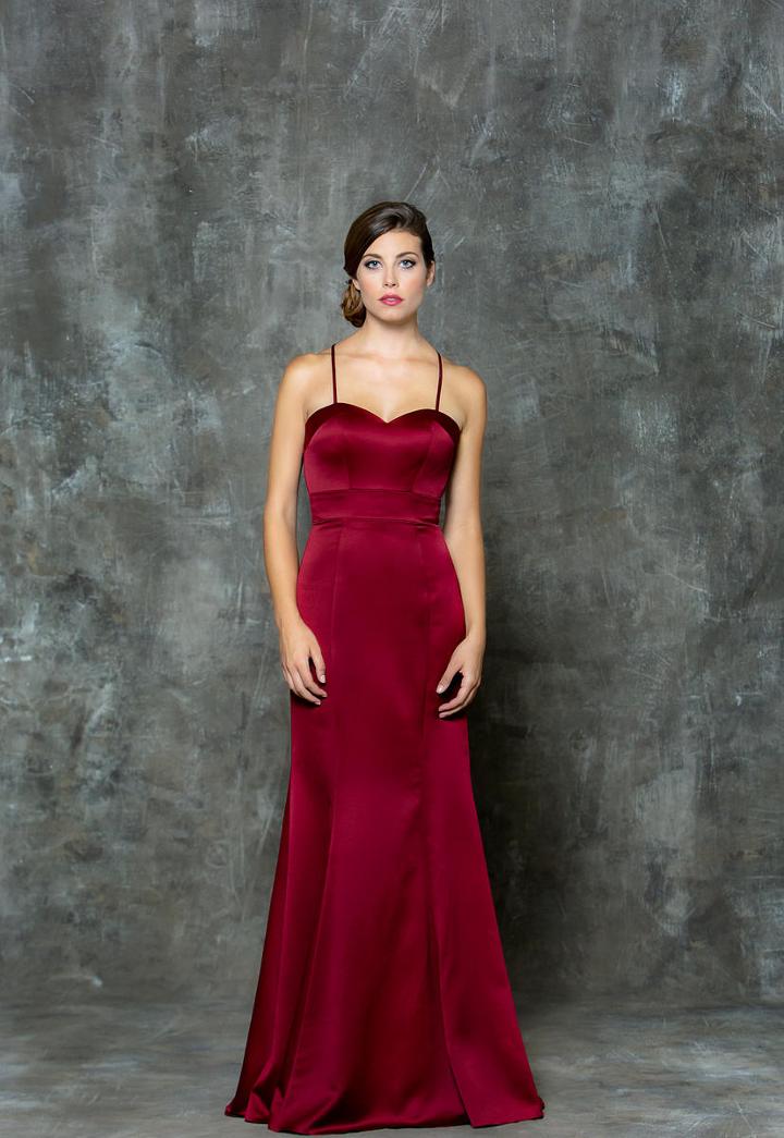 Glow By Colors - G692 Refined Strappy Jersey Long Dress
