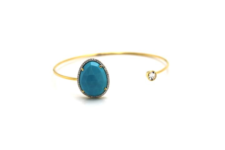 Tresor Collection - 18kt Yellow Gold Bangle With Turquoise, Diamond & White Sapphire