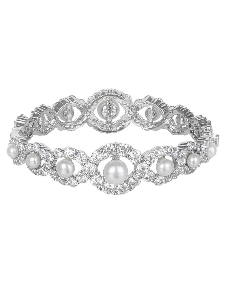 Cz By Kenneth Jay Lane - Freshwater Pearl Eternity Bracelet