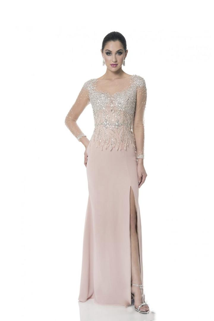 Terani Evening - 1611m0757 Sheer Crystal Beaded Evening Gown