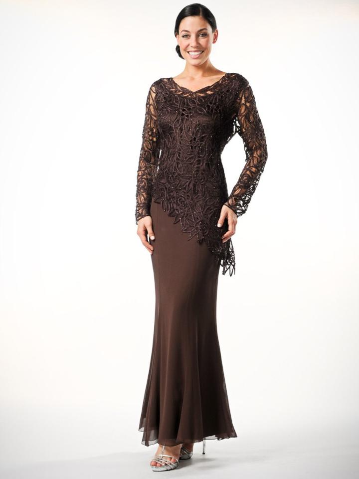 Soulmates - C805809 Asymmetrical Silk Crochet Lace Tunic Skirt Set