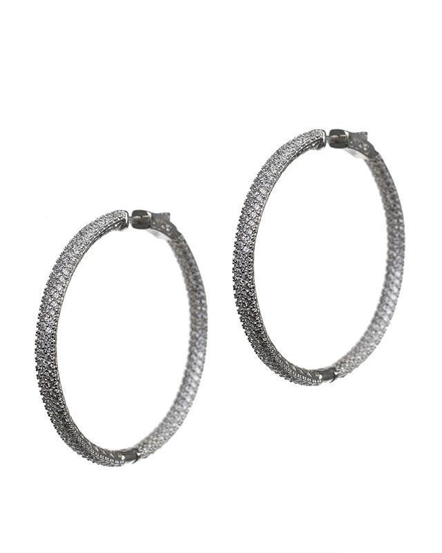 Cz By Kenneth Jay Lane - Glamorous Pave Hoop Earrings