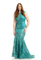 Johnathan Kayne - 6028k Sequined Floral Lace Evening Gown