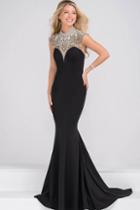 Jovani - Crystal Embellished And Sheer Neckline Mermaid Prom Dress Jvn47786