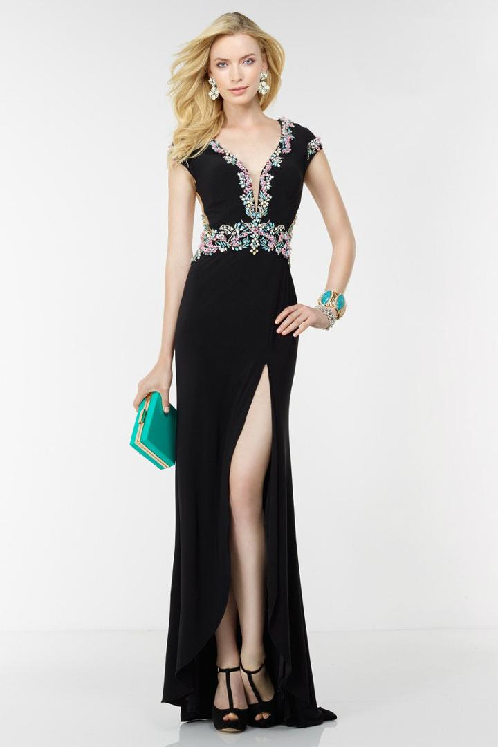 Alyce Paris - 6522 Long Dress In Black Multi-color