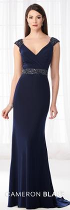 Cameron Blake - 218617w Embellished Fitted V-neck Evening Dress