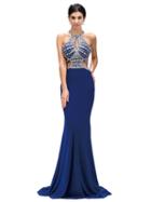 High Neck With Jewelled Bodice Open-back Dress
