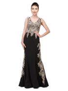 Dancing Queen - Vine-like Applique Fitted Evening Dress