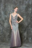 Glow By Colors - G697 Beaded Mesh Mermaid Evening Gown