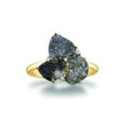 Tresor Collection - Organic Black Diamond With Diamond Accent Ring In 18k Yellow Gold