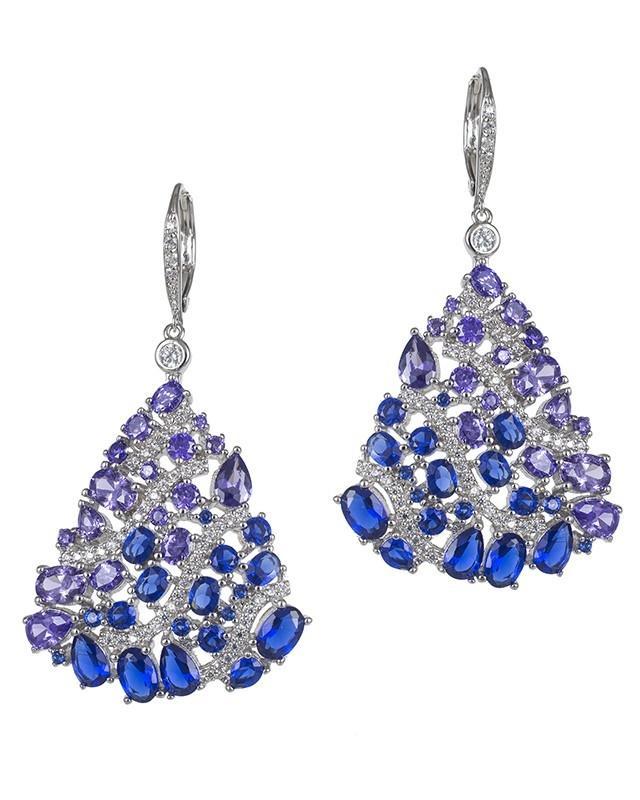 Cz By Kenneth Jay Lane - Amethyst/sapphire Cz Kite Drop