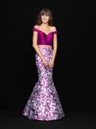 Madison James - 18-725 Two Piece Mikado Printed Mermaid Dress