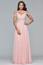 Faviana - 10006 Lace Appliqued Illusion Midriff Gown